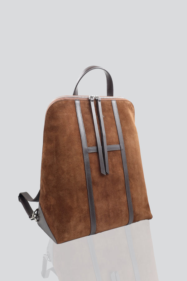 THEO SIRT ÇANTASI - ESPRESSO KAHVERENGİ SÜET DERİ