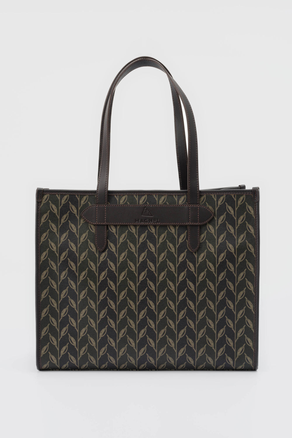 LEAF MONOGRAM - TOTE BAG  LARGE - YEŞİL KOYU KAHVERENGİ