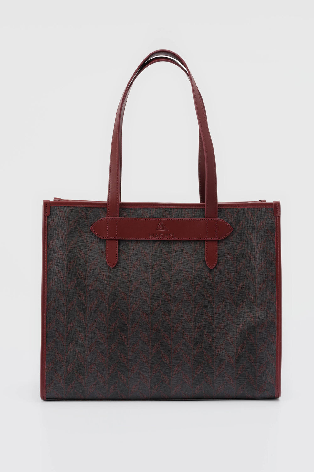 LEAF MONOGRAM - TOTE BAG  LARGE BORDO GRİ