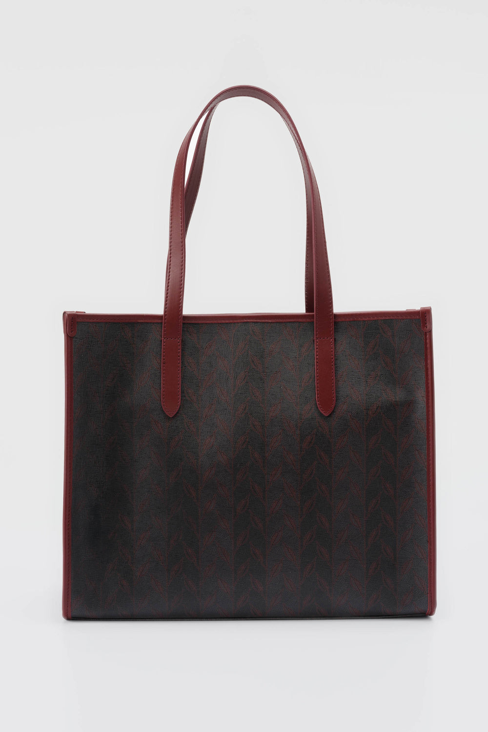 LEAF MONOGRAM - TOTE BAG  LARGE BORDO GRİ