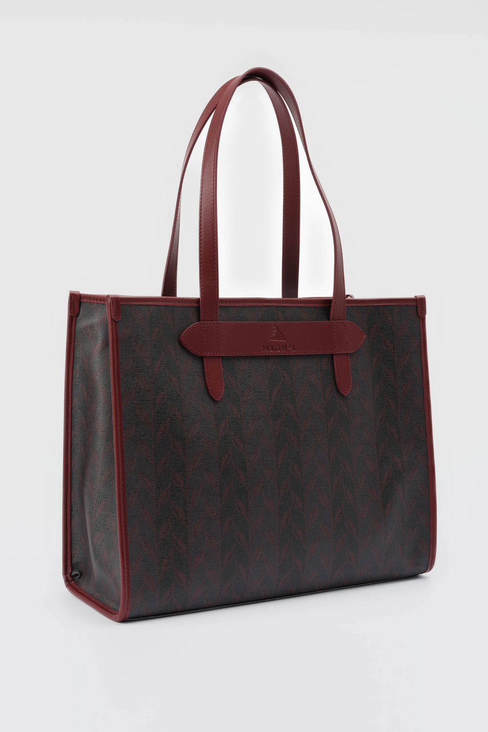 LEAF MONOGRAM - TOTE BAG  LARGE BORDO GRİ