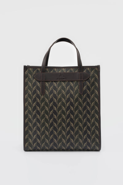 LEAF MONOGRAM - TOTE BAG MEDIUM -YEŞİL KOYU KAHVERENGİ