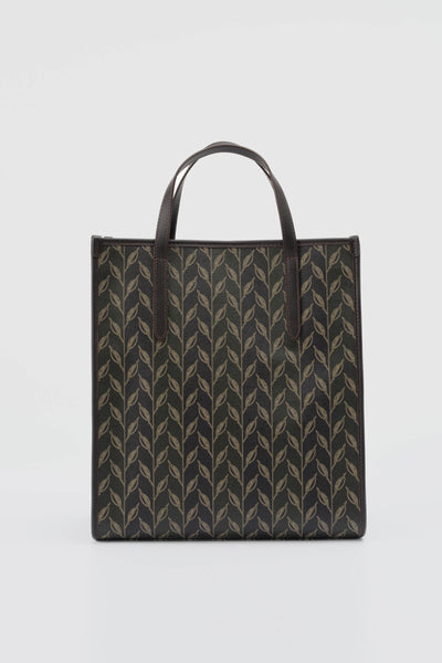 LEAF MONOGRAM - TOTE BAG MEDIUM -YEŞİL KOYU KAHVERENGİ