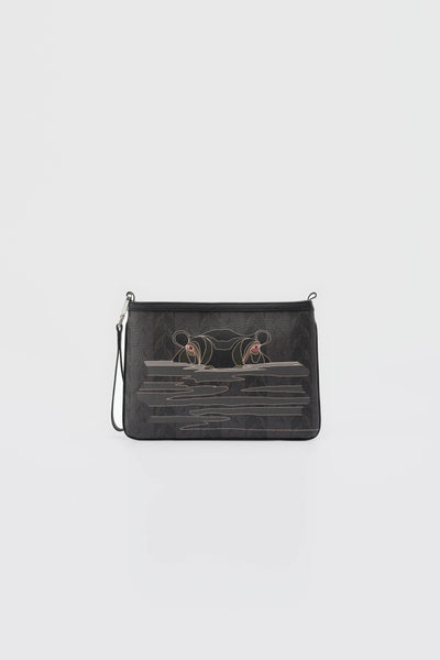 LEAF MONOGRAM MINI CLUTCH - SİYAH GORGOPS