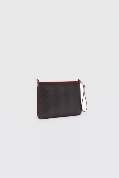 LEAF MONOGRAM MINI CLUTCH - BORDO GRİ