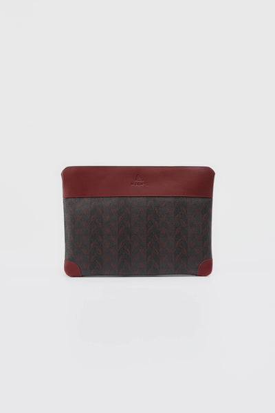 LEAF MONOGRAM IPAD ÇANTASI - BORDO GRİ