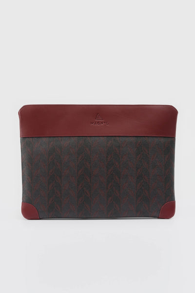 LEAF MONOGRAM IPAD ÇANTASI - BORDO GRİ