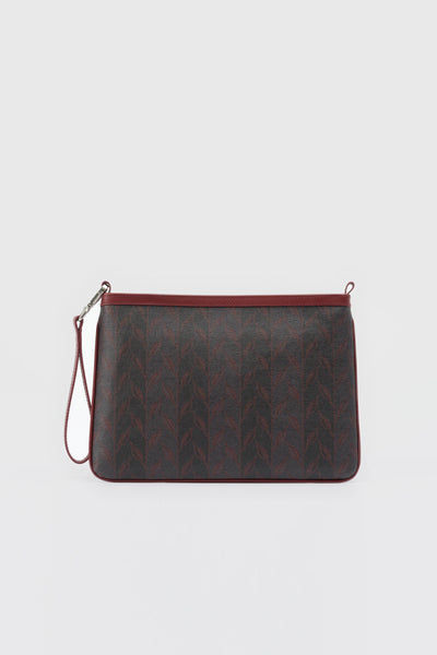 LEAF MONOGRAM MINI CLUTCH - BORDO GRİ