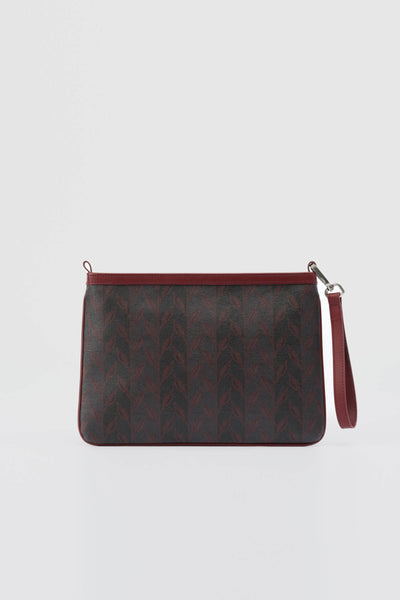 LEAF MONOGRAM MINI CLUTCH - BORDO GRİ