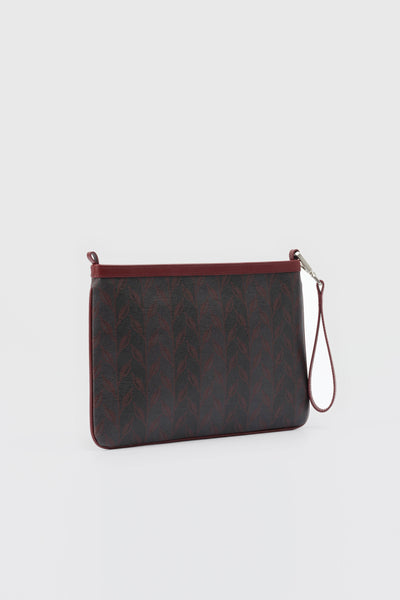 LEAF MONOGRAM MINI CLUTCH - BORDO GRİ