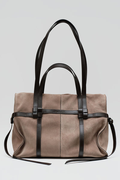 PIERRE OMUZ VE EL ÇANTASI - VİZON SÜET KAHVERENGİ DERİ