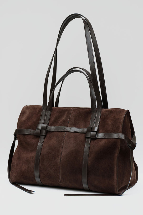 PIERRE OMUZ VE EL ÇANTASI - KAHVERENGİ SÜET VE DERİ