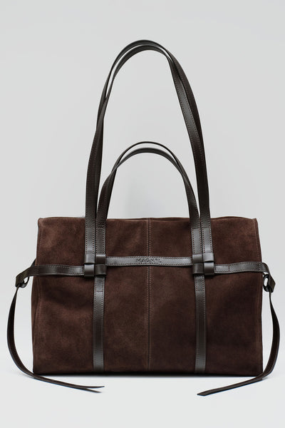 PIERRE OMUZ VE EL ÇANTASI - KAHVERENGİ SÜET VE DERİ