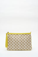 LEAF MONOGRAM MINI CLUTCH - SARI BEYAZ