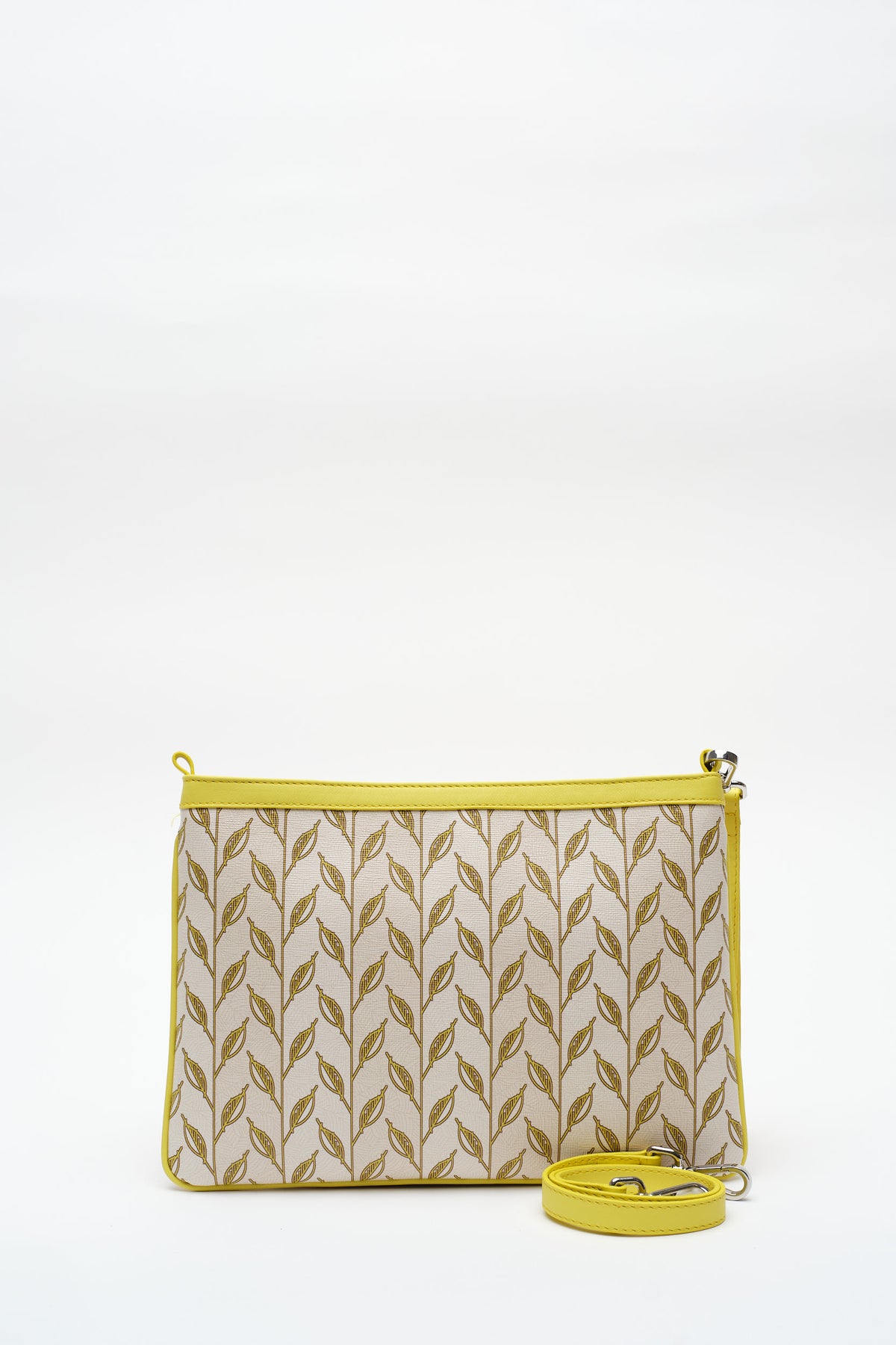 LEAF MONOGRAM MINI CLUTCH - SARI BEYAZ