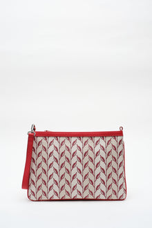 LEAF MONOGRAM MINI CLUTCH - KIRMIZI BEYAZ