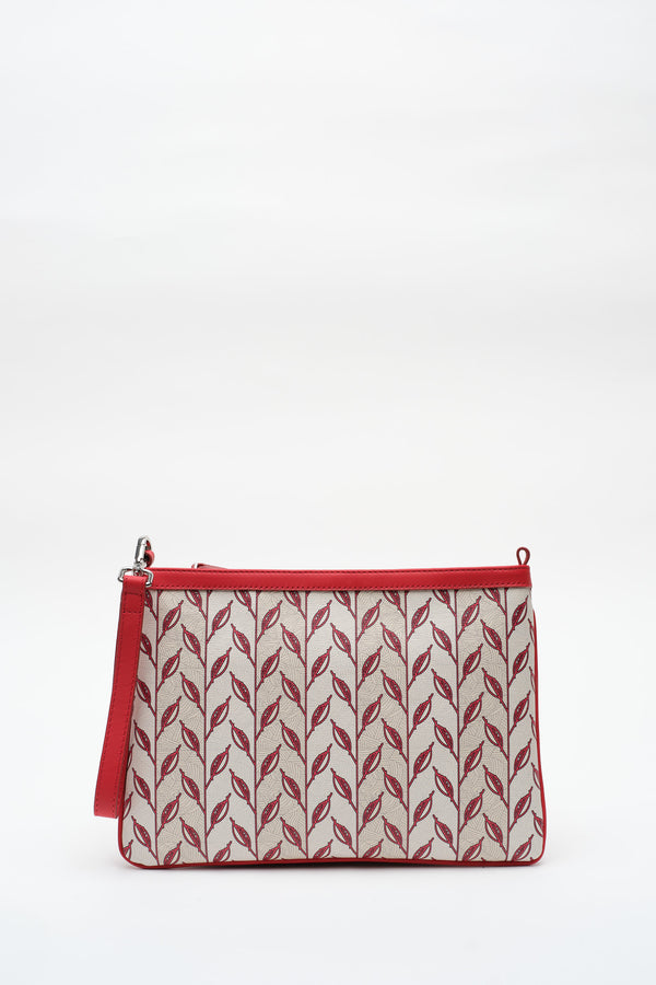 LEAF MONOGRAM MINI CLUTCH - KIRMIZI BEYAZ