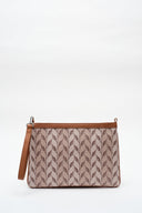 LEAF MONOGRAM - CLUTCH - TABA KREM