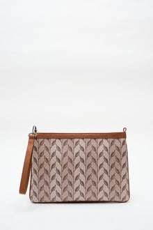 LEAF MONOGRAM - CLUTCH - TABA KREM