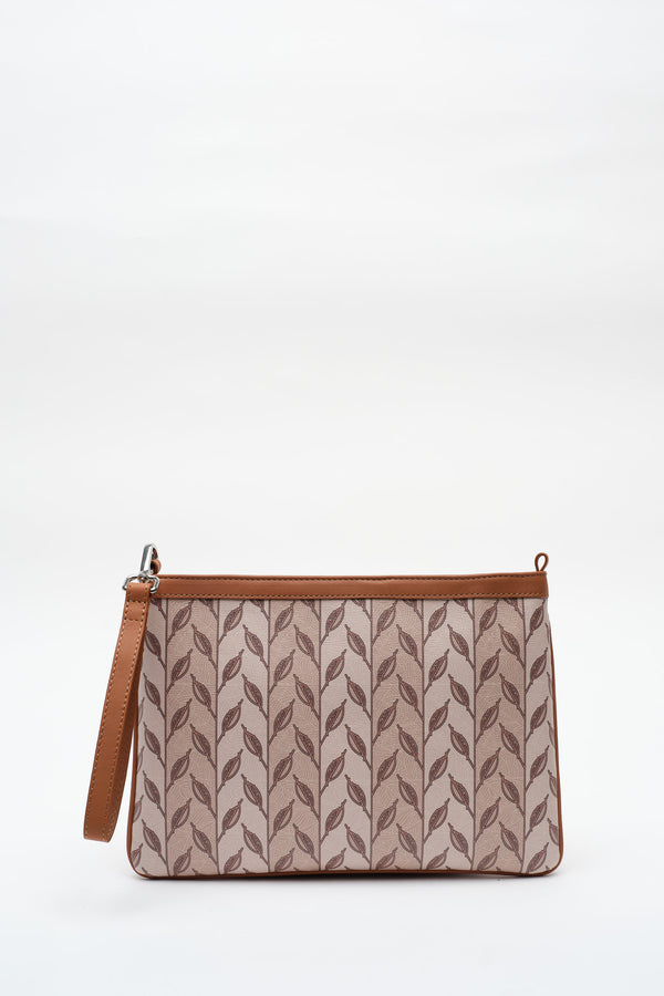 LEAF MONOGRAM MINI CLUTCH - TABA BEYAZ