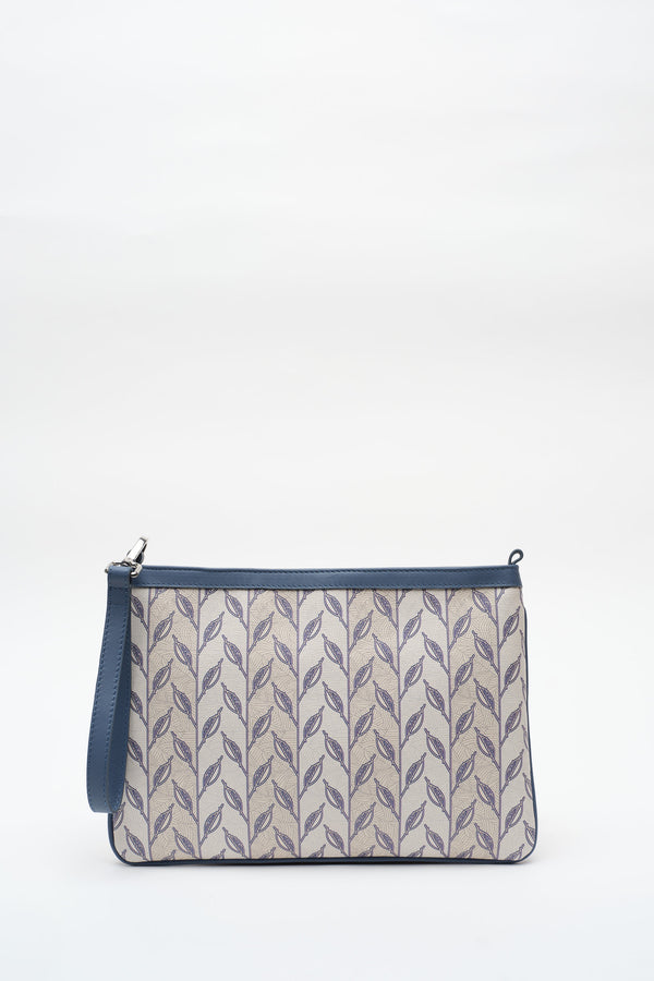 LEAF MONOGRAM MINI CLUTCH - MAVİ BEYAZ
