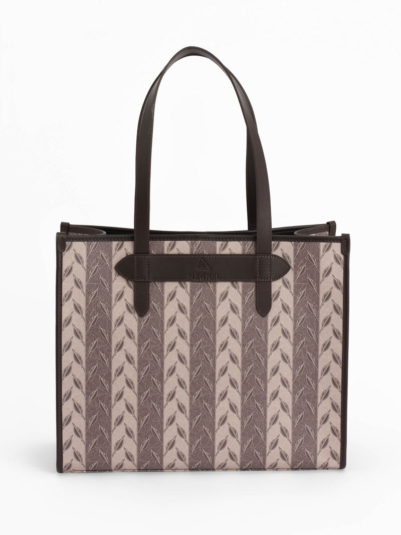 LEAF MONOGRAM - TOTE BAG  LARGE - KREM KAHVE