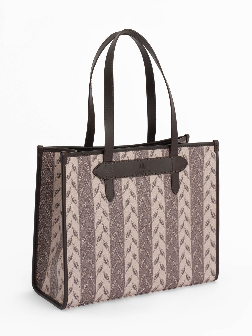 LEAF MONOGRAM - TOTE BAG  LARGE - KREM KAHVE