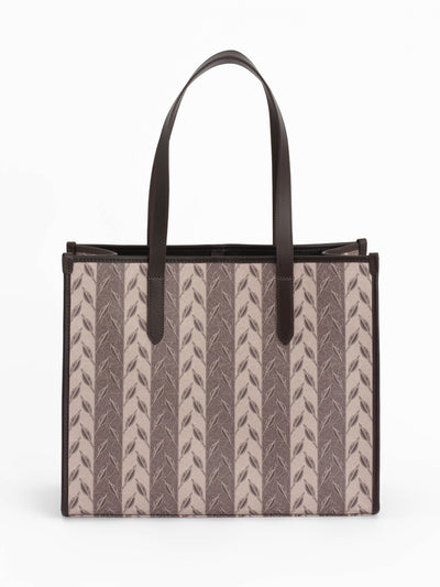 LEAF MONOGRAM - TOTE BAG  LARGE - KREM KAHVE
