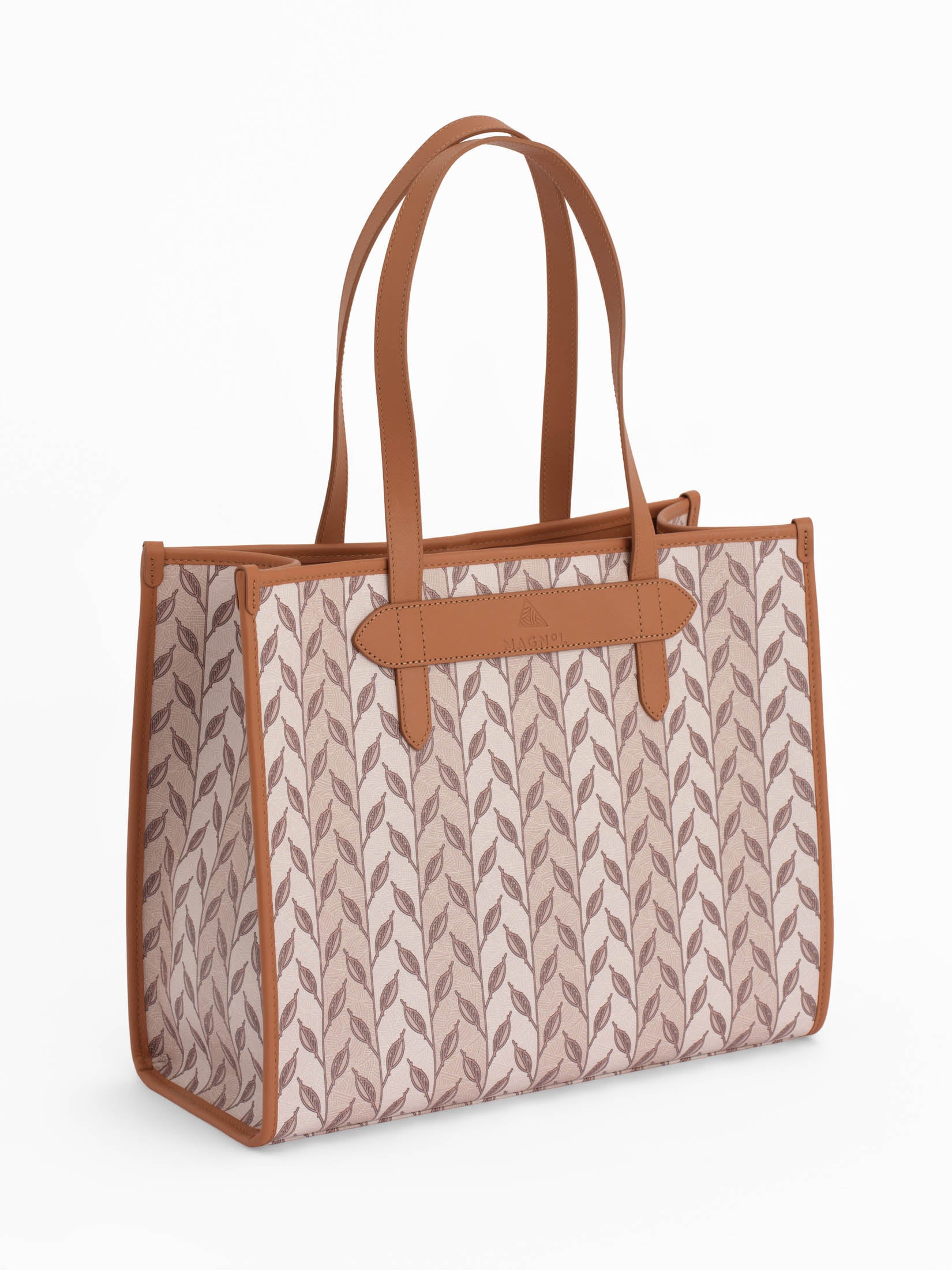 LEAF MONOGRAM - TOTE BAG LARGE - GREEN DARK BROWN