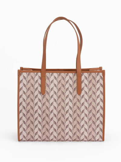 LEAF MONOGRAM - TOTE BAG  LARGE - KREM TABA