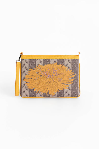 LEAF MONOGRAM MINI CLUTCH - JUPİTER - KREM SARI