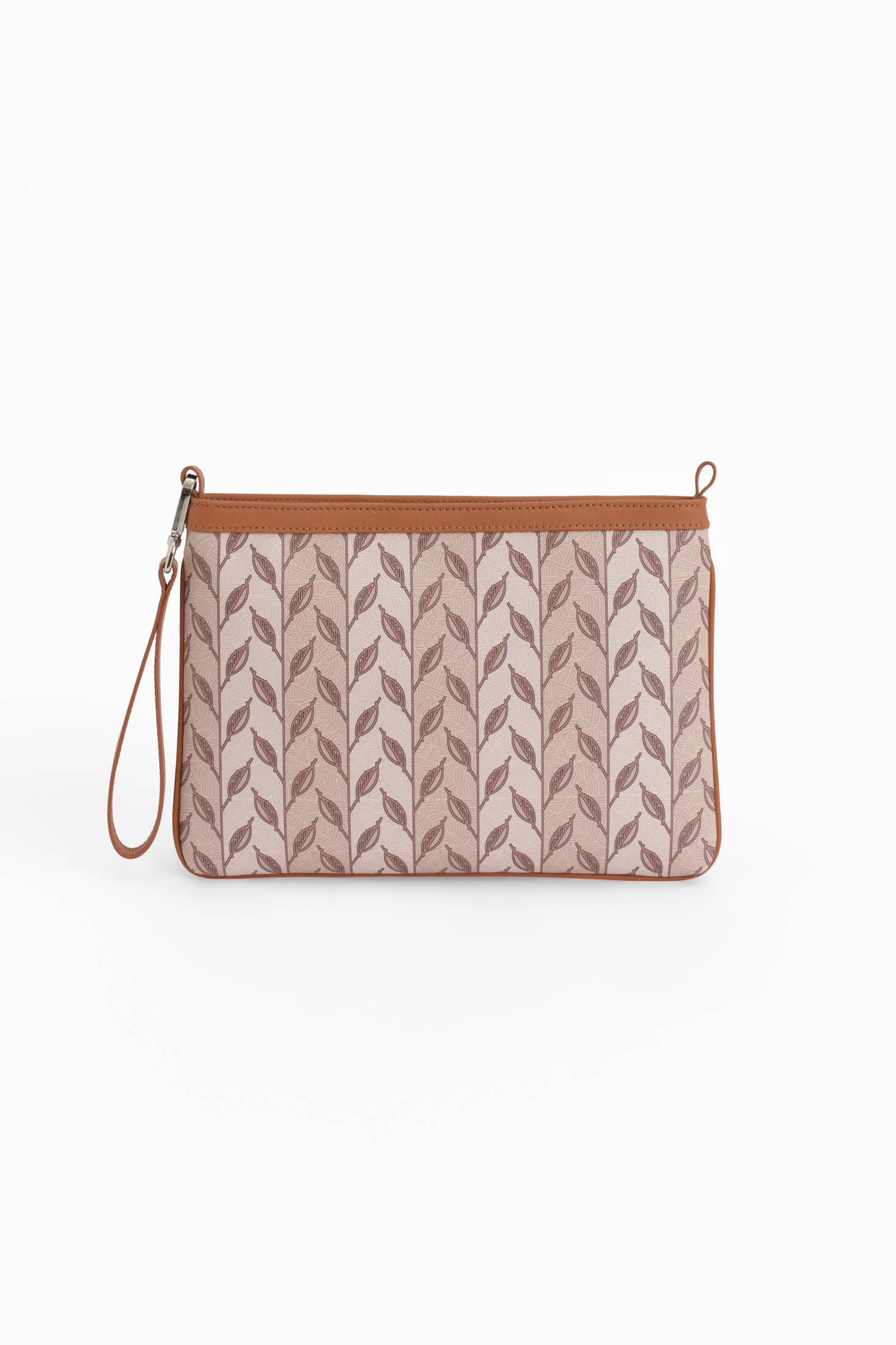 LEAF MONOGRAM MINI CLUTCH - TABA KREM