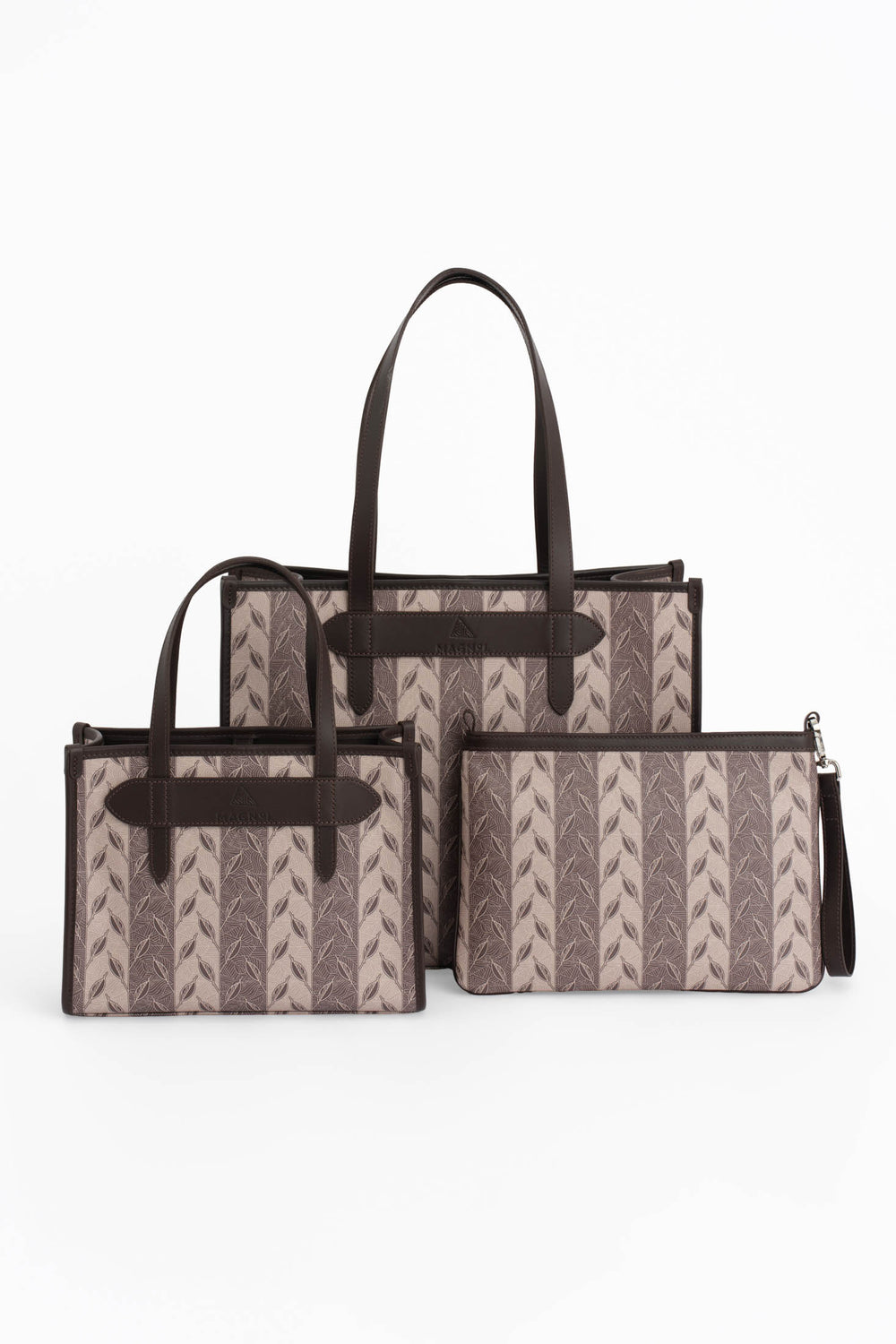 LEAF MONOGRAM - TOTE BAG  LARGE - KREM KAHVE