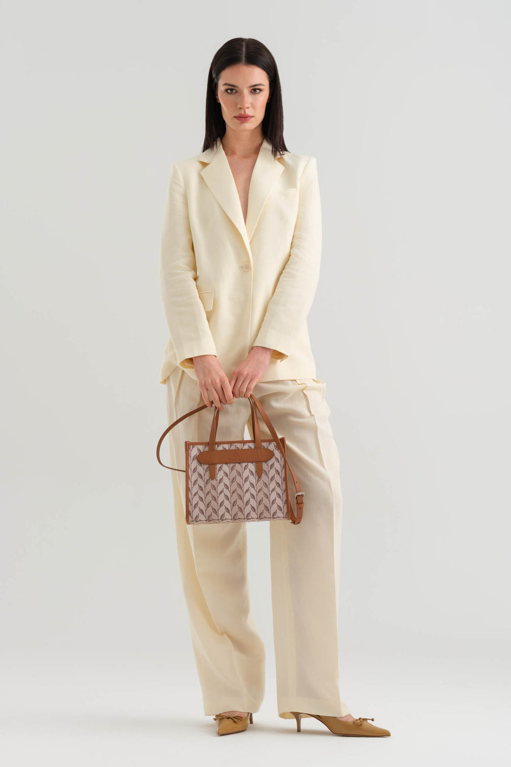 LEAF MONOGRAM - MINI BAG - KREM TABA
