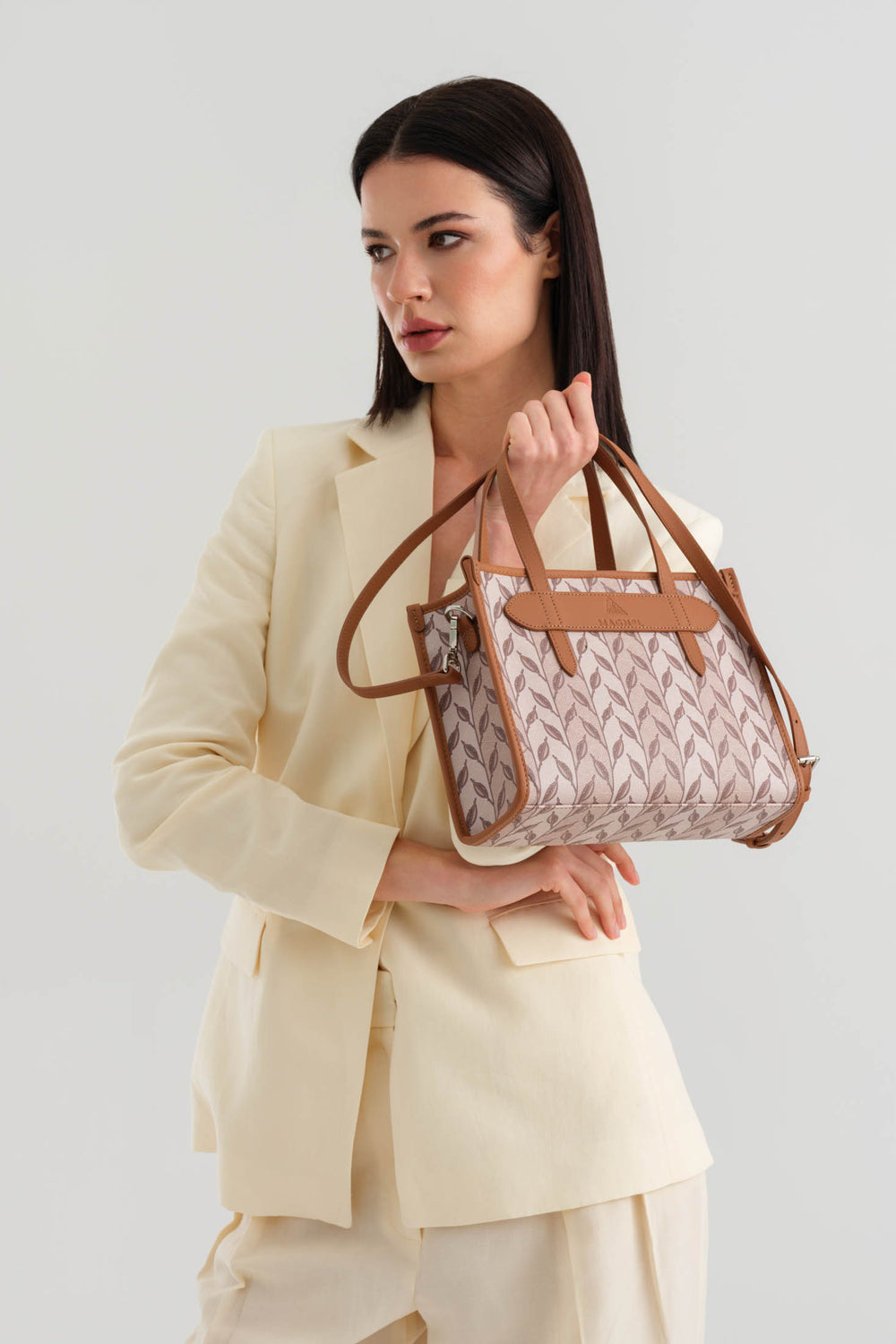 LEAF MONOGRAM - MINI BAG - KREM TABA