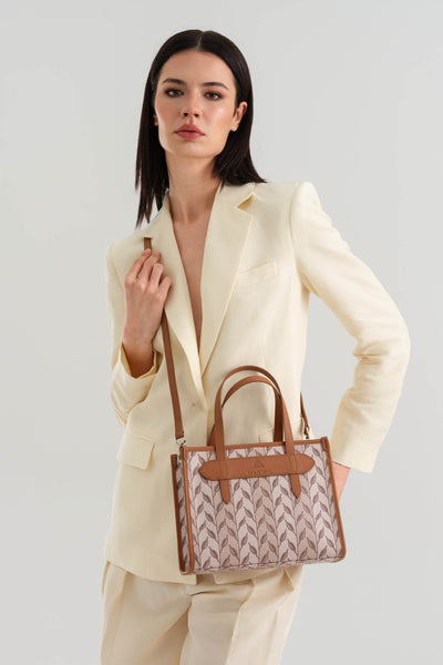 LEAF MONOGRAM - MINI BAG - KREM TABA