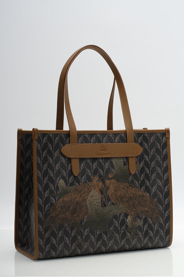 LEAF MONOGRAM - TOTE BAG LARGE - CRIMSON BEAK ECHO - TABA