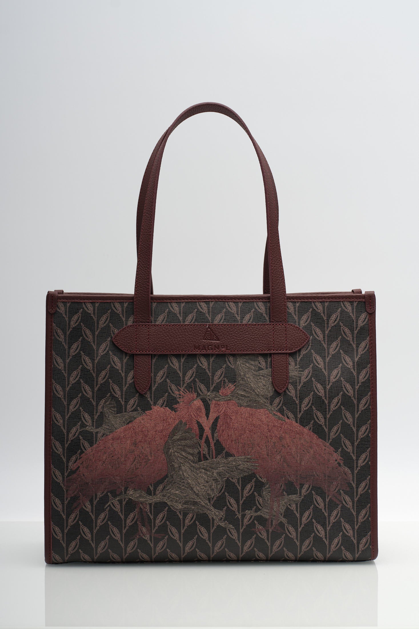LEAF MONOGRAM - TOTE BAG LARGE- CRIMSON BEAK ECHO- BORDO