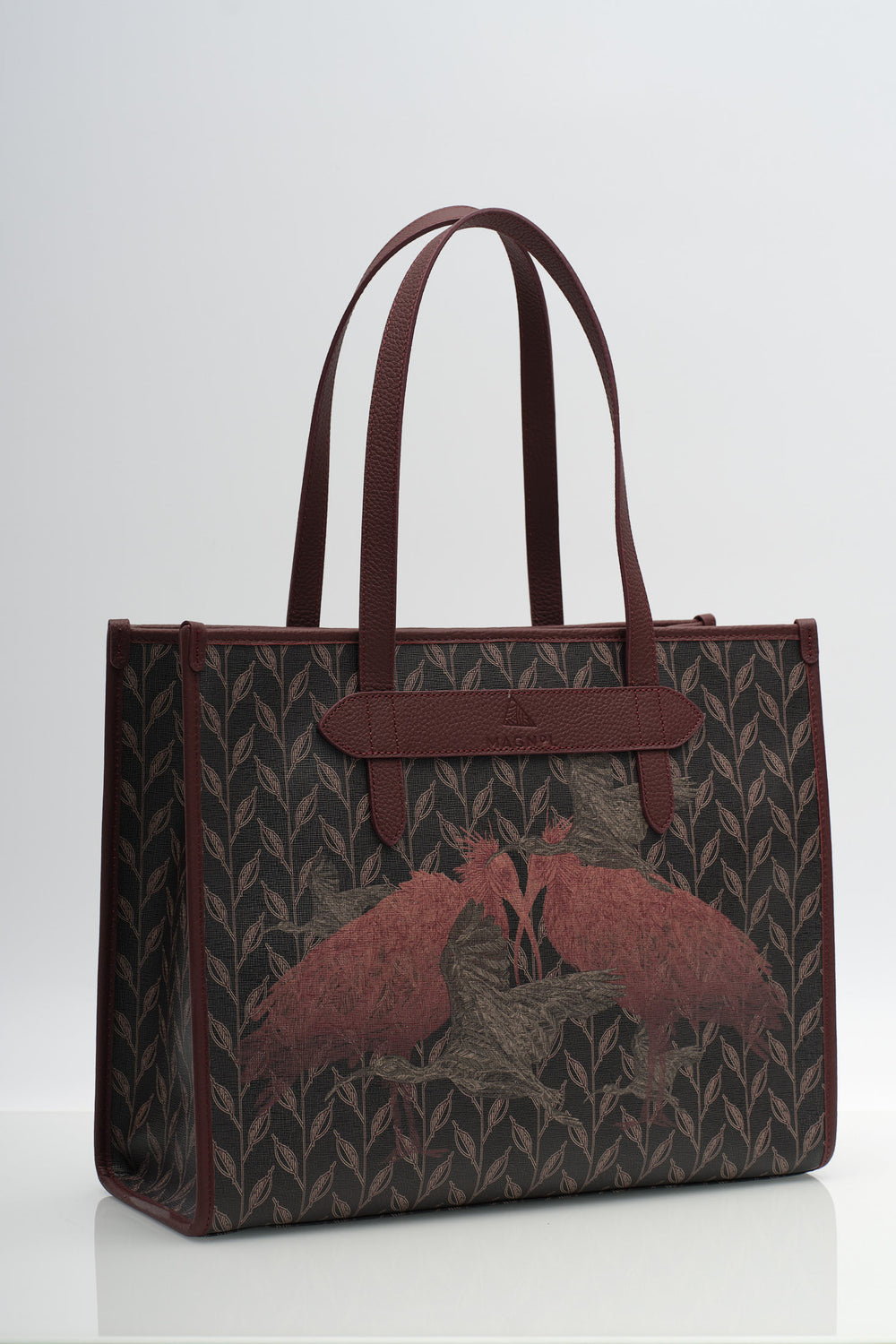 LEAF MONOGRAM - TOTE BAG LARGE- CRIMSON BEAK ECHO- BORDO