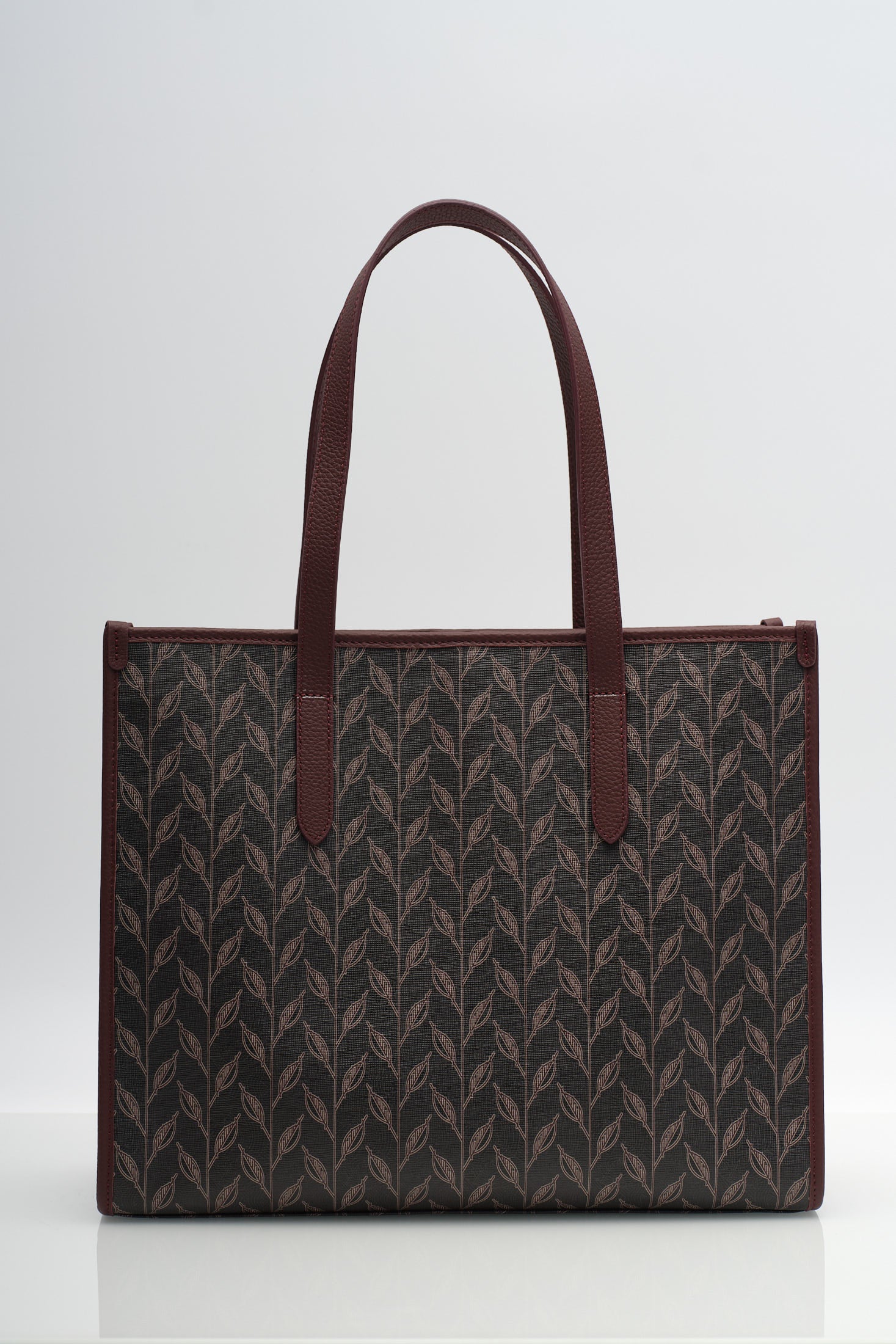 LEAF MONOGRAM - TOTE BAG LARGE- CRIMSON BEAK ECHO- BORDO