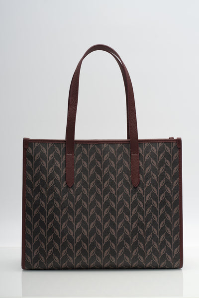 LEAF MONOGRAM - TOTE BAG LARGE- CRIMSON BEAK ECHO- BORDO