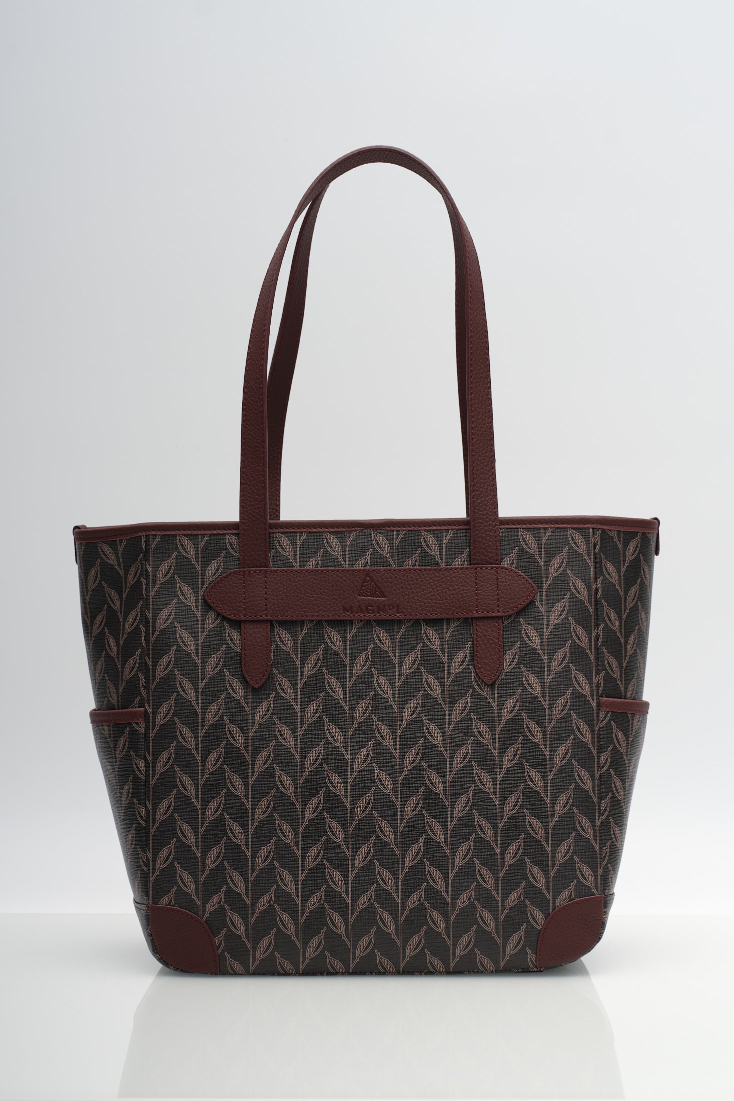 LEAF MONOGRAM - POCKET TOTE BORDO