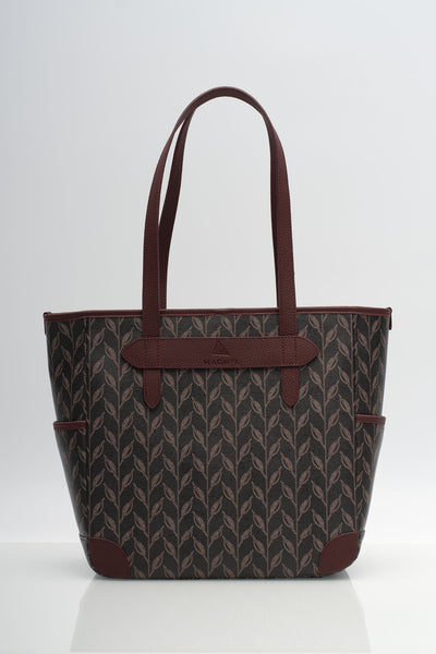 LEAF MONOGRAM - POCKET TOTE BORDO