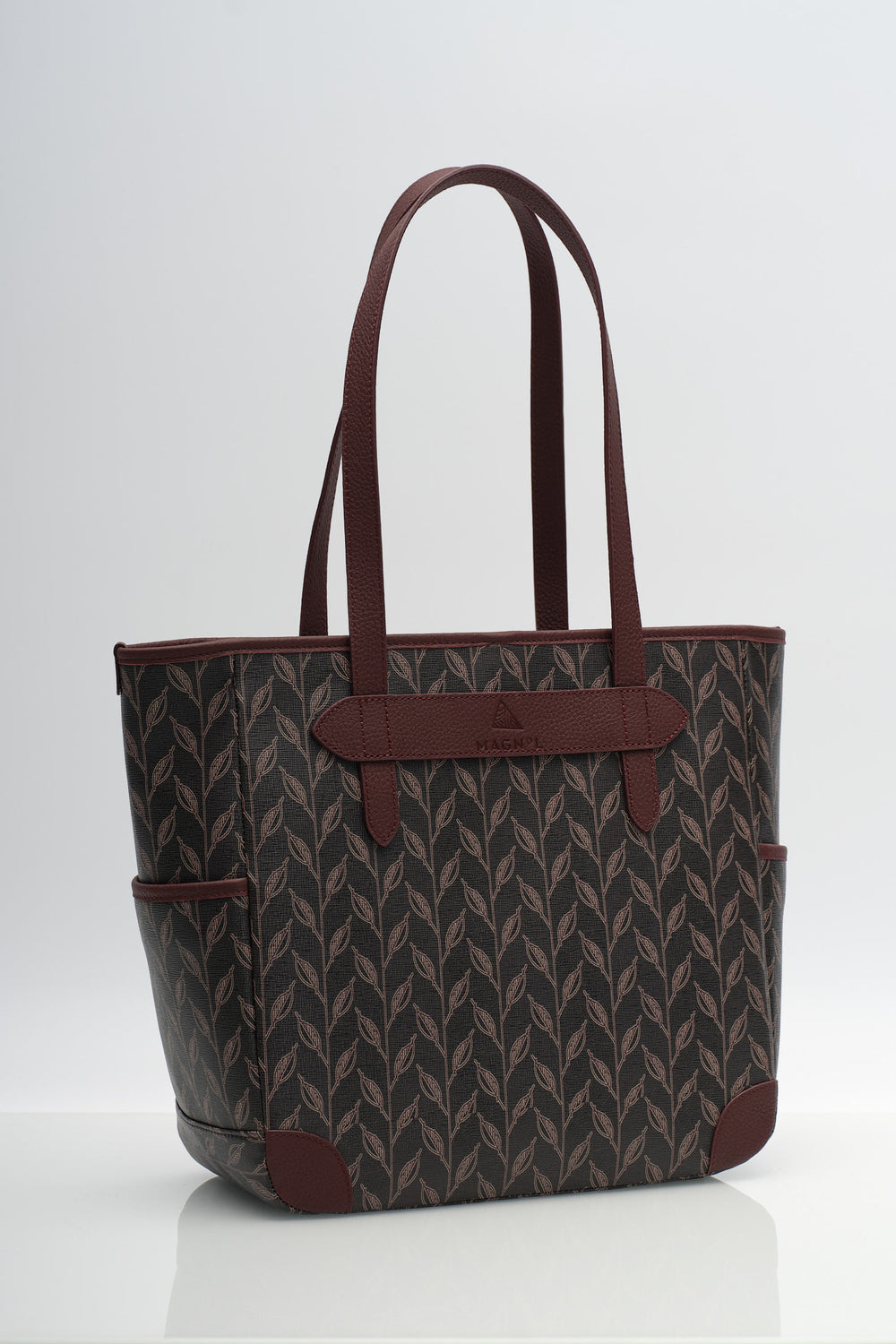 LEAF MONOGRAM - POCKET TOTE BORDO