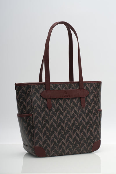 LEAF MONOGRAM - POCKET TOTE BORDO