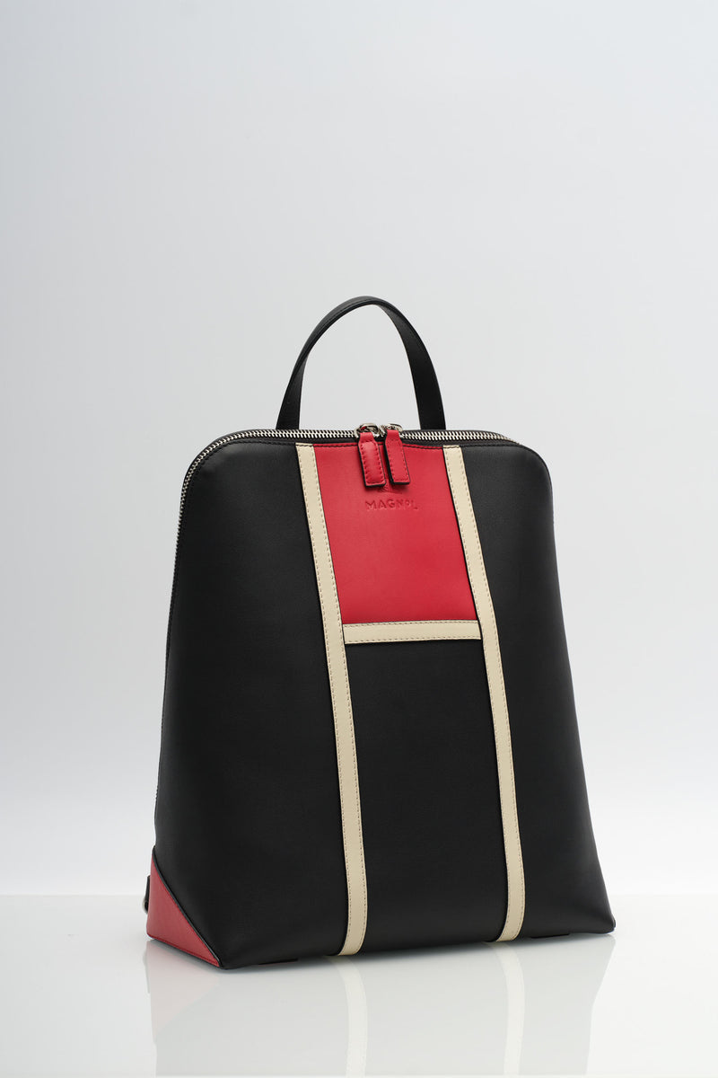THEO SIRT ÇANTASI - SİYAH KREM KIRMIZI
