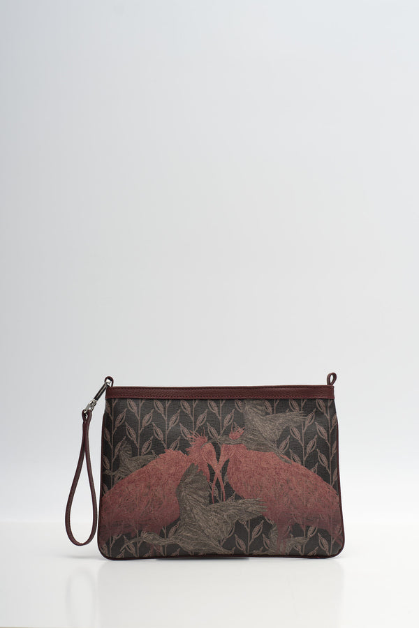LEAF MONOGRAM - MINI CLUTCH - CRIMSON BEAK ECHO BORDO