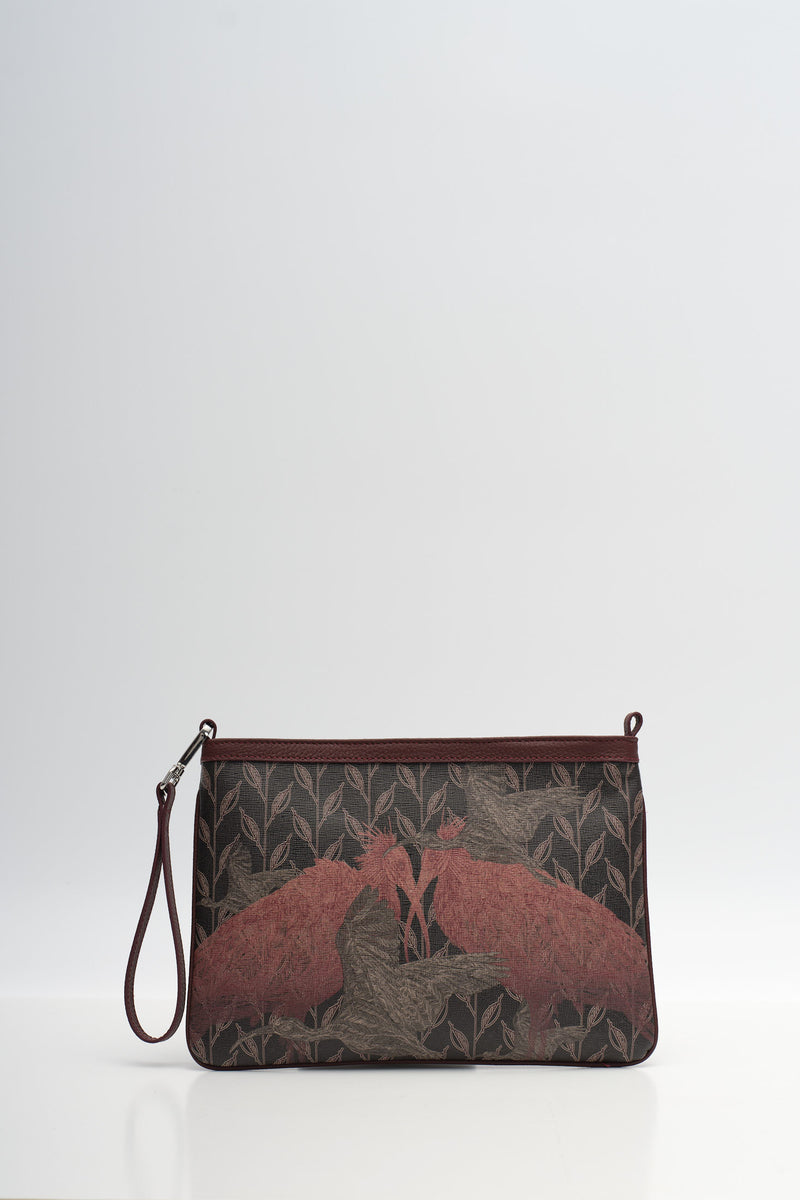 LEAF MONOGRAM - MINI CLUTCH - CRIMSON BEAK ECHO BORDO
