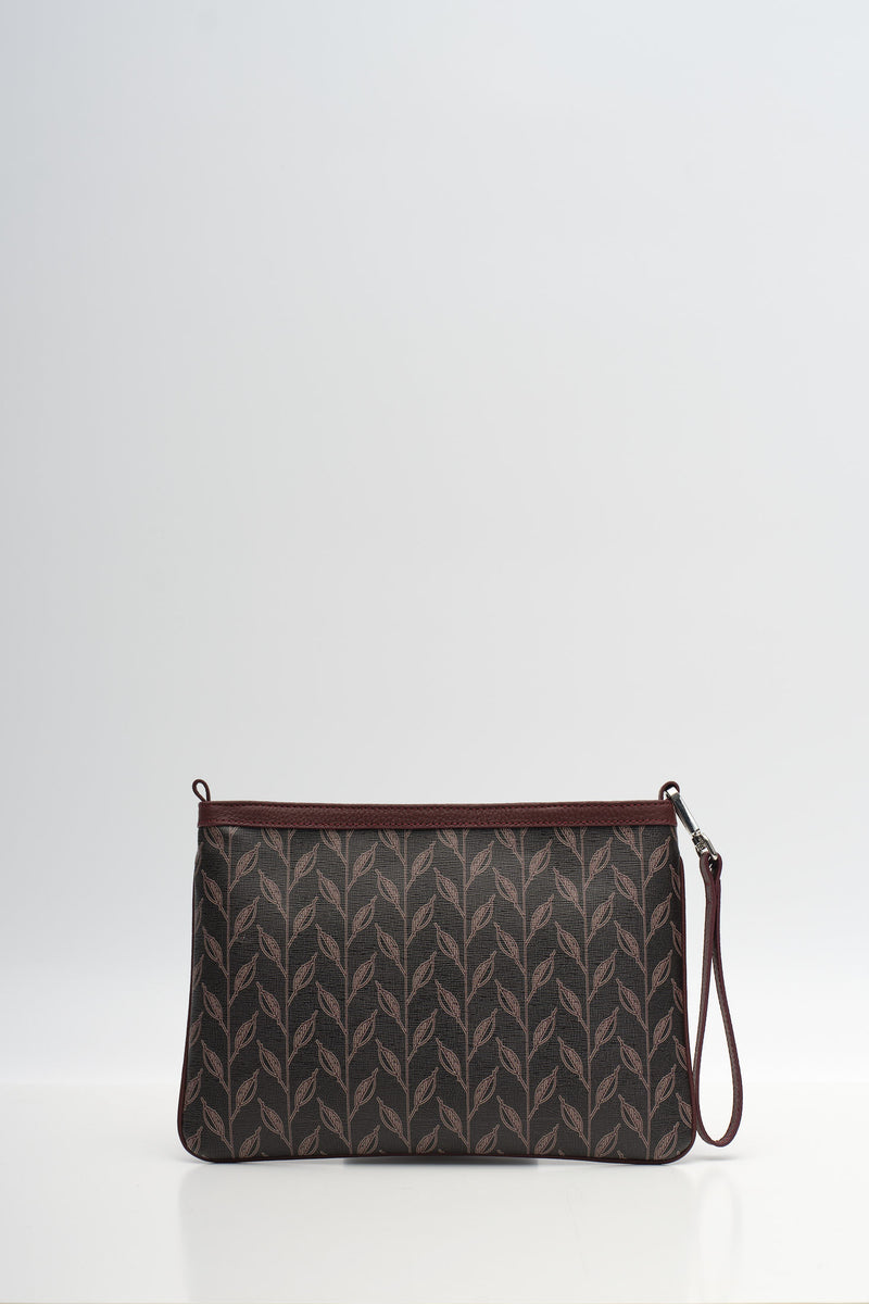 LEAF MONOGRAM - MINI CLUTCH -  BORDO