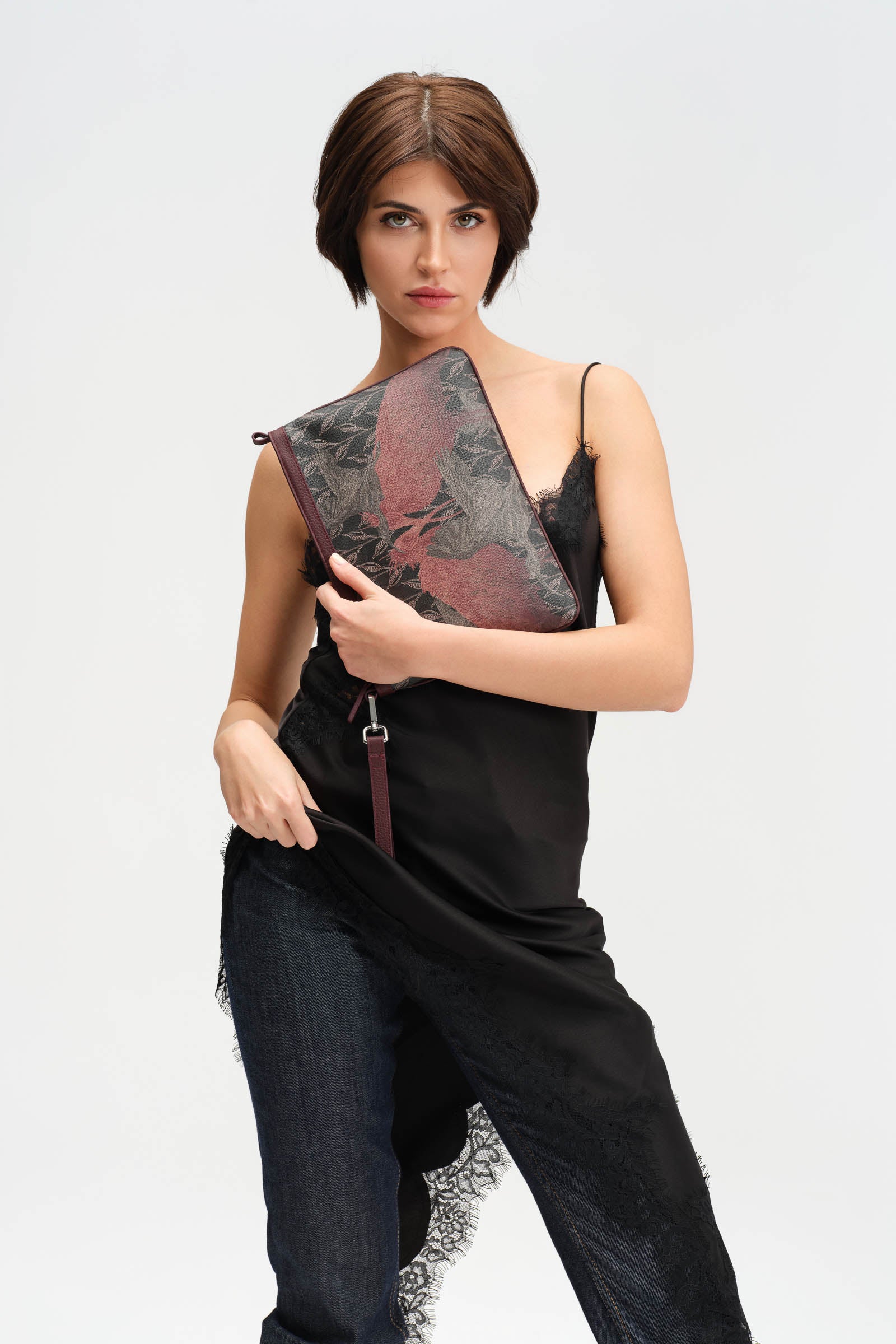 LEAF MONOGRAM MINI CLUTCH - PİNK